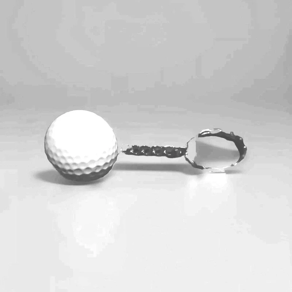 Vintage White Golf Ball Keychain‎ Keyring Silver chain golfer mini ball